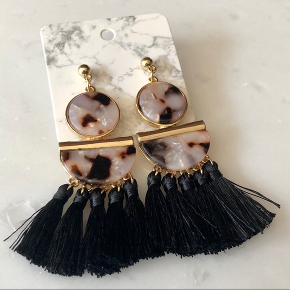 Black Tassel Earrings - Picture 2 of 4